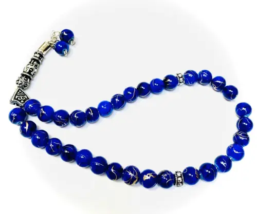 Blue Pearl Glas Tasbih 33 pärlor