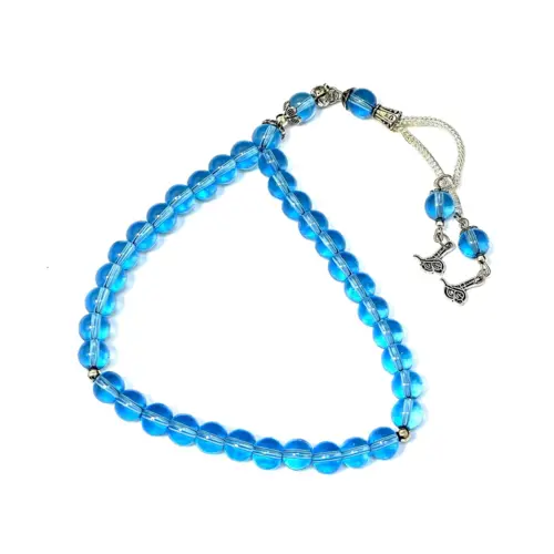 Ljusblå Glas Tasbih 33 pärlor