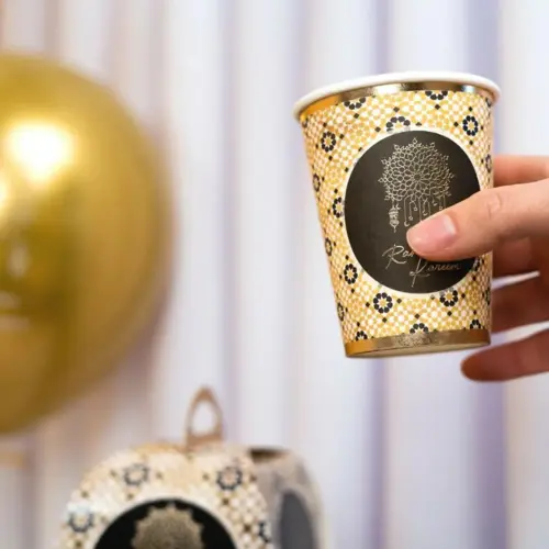 Ramadan Kareem Pappersmuggar (10 st) - Svart & Guld