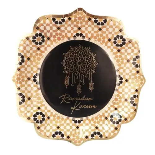 Stor Ramadan Kareem Tallrikar 25 cm diameter (10 st) - Svart & Guld