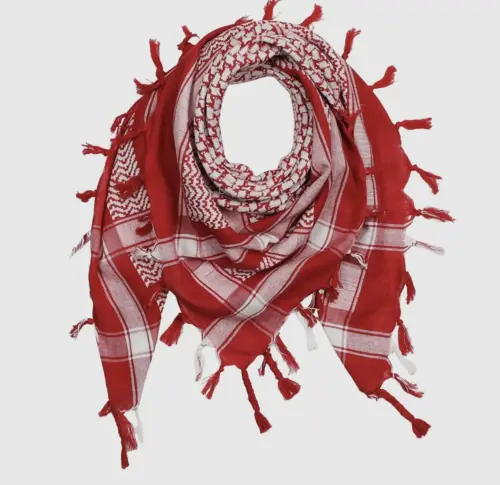 Palestina sjal, keffiyeh, Röd/Vit (Svensk version)