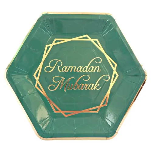 Ramadan Mubarak festtallrikar - Grön & Guld