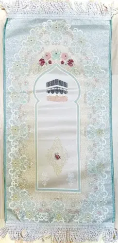 Luxuriöser Kaaba Gebetsteppich in Hellblau