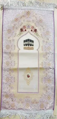 Luxus Kaaba Gebetsteppich in Gold/Lila