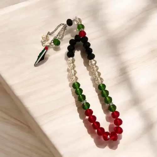 Palestina Tasbih med Palestina-kort hänge 33 pärlor
