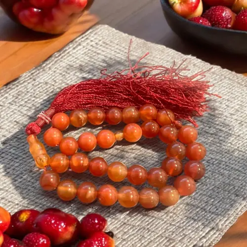 Bärnstensfärgad Tasbih i Agatsten 33 Pärlor