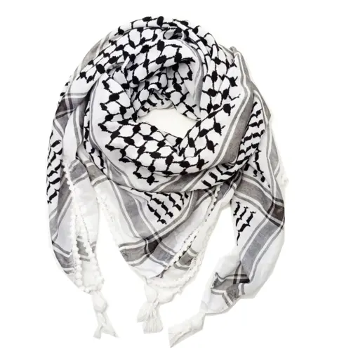 Palestina sjal, keffiyeh, Vit/svart (Ensidig)