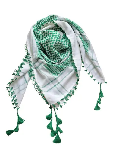 Keffiyeh Vit och Ljusgrön, extra mjuk och kraftig