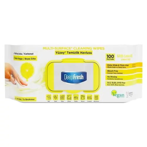 DeepFresh Multi-Surface rengöringsdukar, Lemon oil-doft, 100 st