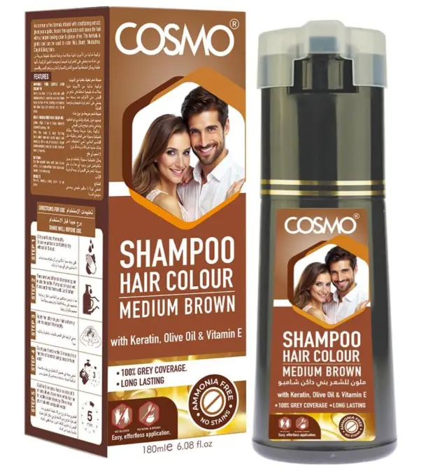 Hårfarve Shampoo - Mellembrun, Cosmo 180ml