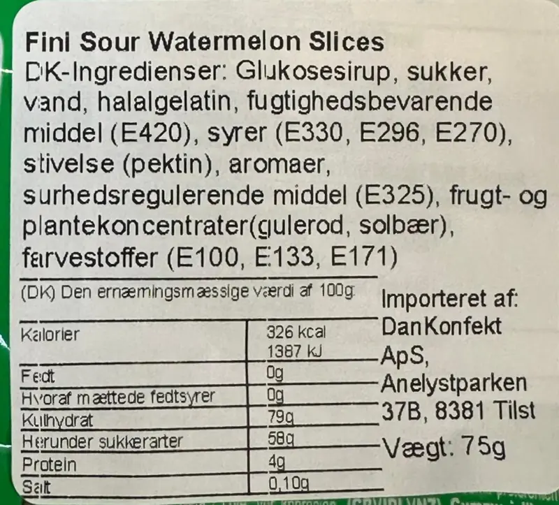 Wassermelonen-Scheiben Gummibonbons Sauer Fini 75g