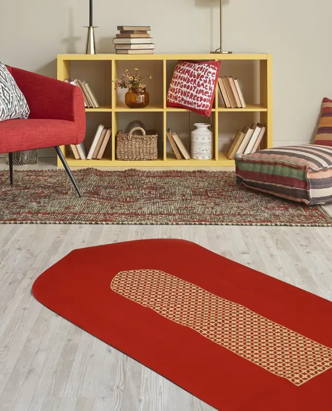Röd exklusiv Mashrabiya designerbönematta