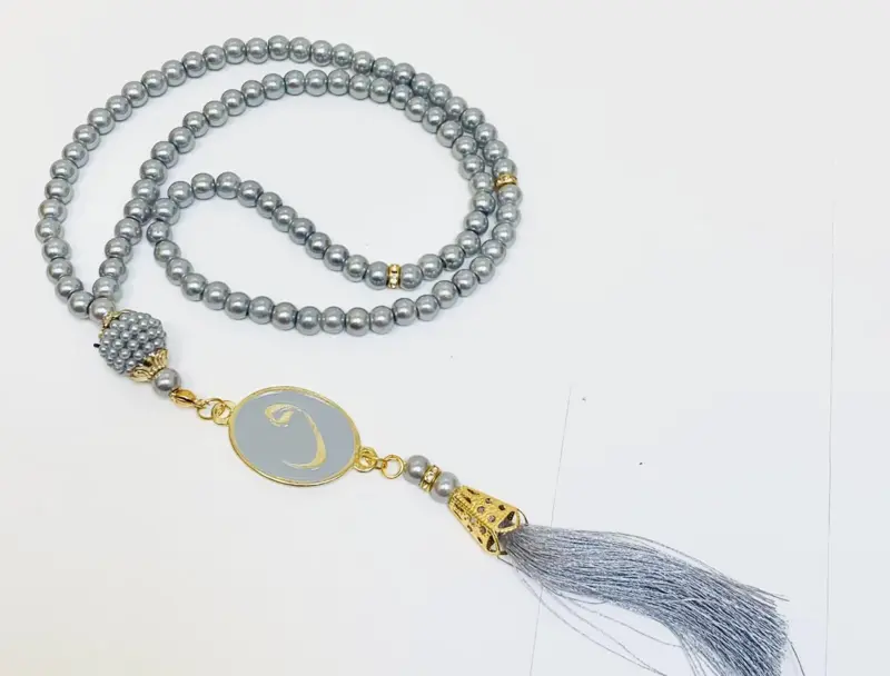 Perle Tasbeeh i Silver/Grå (99 pärlor)