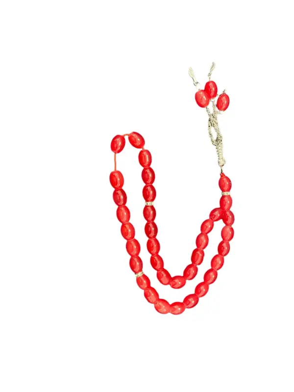 Teardrop Glas Tasbih mit Silberdetails 33 Perlen