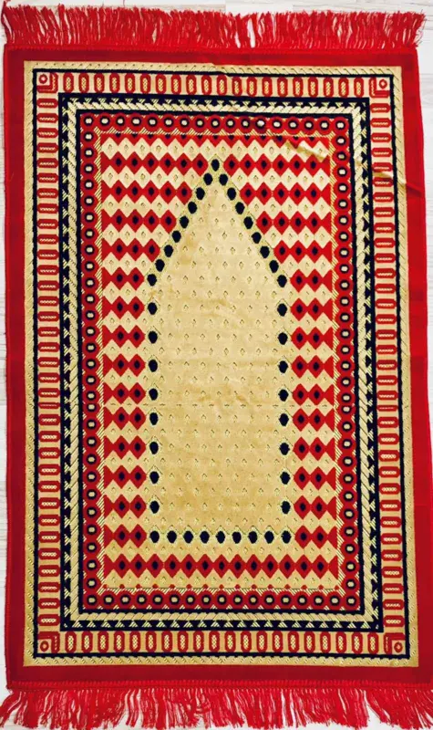 Gebetsteppich aus rotem Samt mit Beduinen-Design