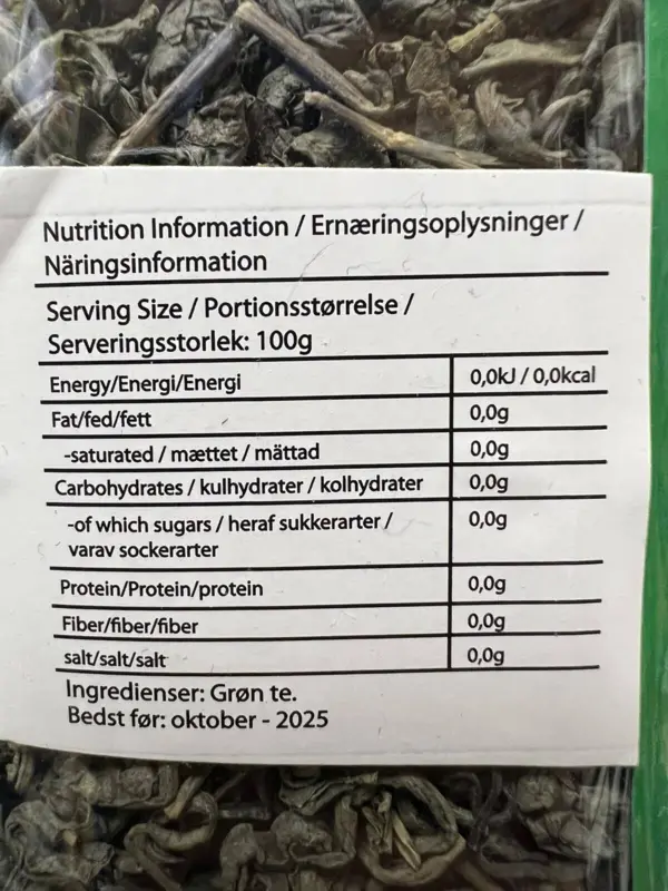 Naturlig Grøn Te Peshawari Afghani Kahwa, Vital Tea 500 G