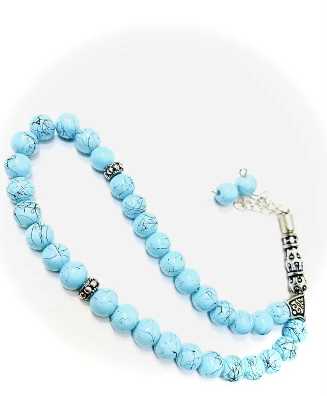 Marine Blue Glas Tasbih 33 perler
