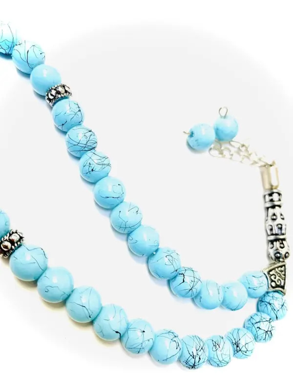 Marine Blue Glas Tasbih 33 perler