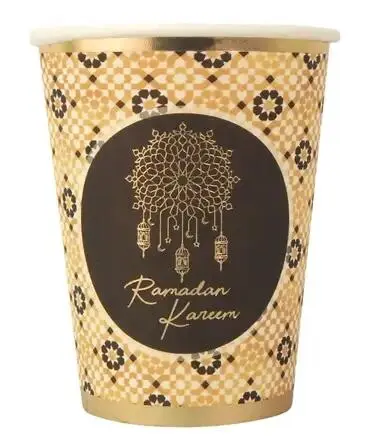 Ramadan Kareem Papierteller (10 Stk) - Schwarz & Gold