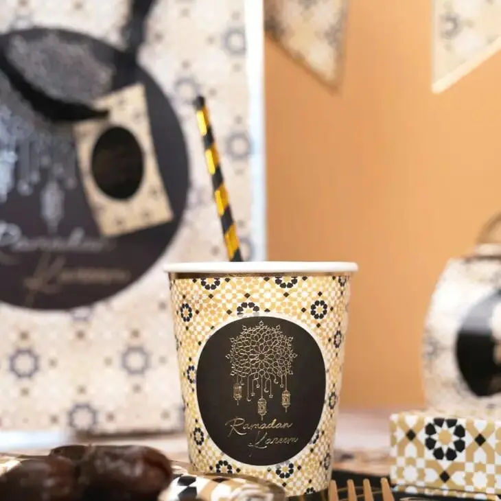 Ramadan Kareem Papierteller (10 Stk) - Schwarz & Gold