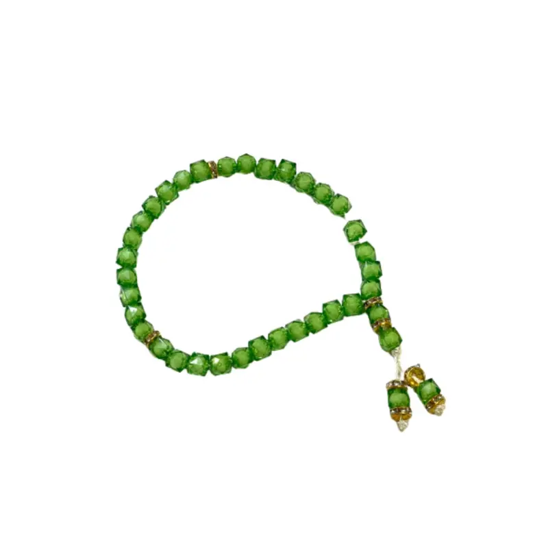 Grüner Kristall-Tasbih, Hartplastik, 33 Perlen
