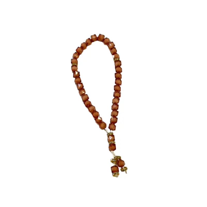 Braune Krystal-Tasbih mit 33 Perlen