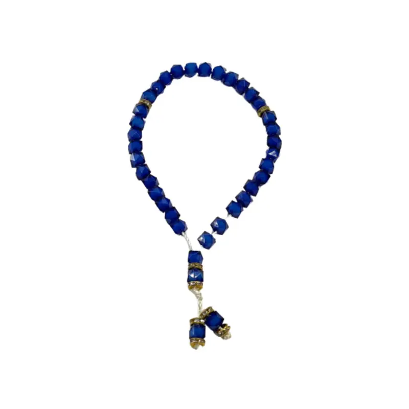 Blå Krystal tasbih, med 33 perler