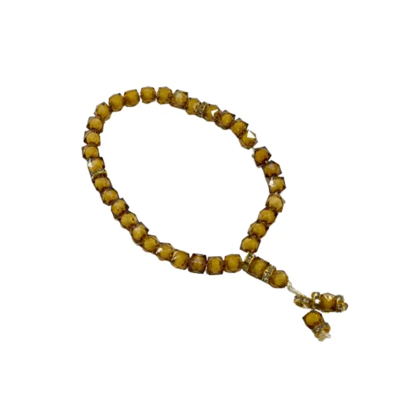 Olivinfarbener Krystal-Tasbih mit 33 Perlen
