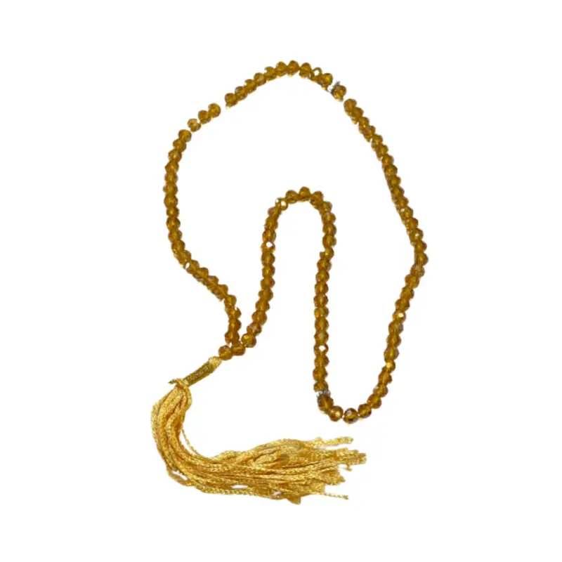 Goldfarbene Kristall-Tasbih, harte Plastik, 99 Perlen