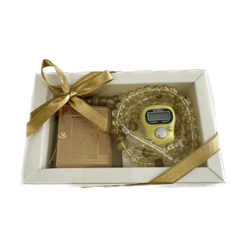 Geschenkset mit kleinem Koran, Perlen-Tasbih und digitaler Tasbih