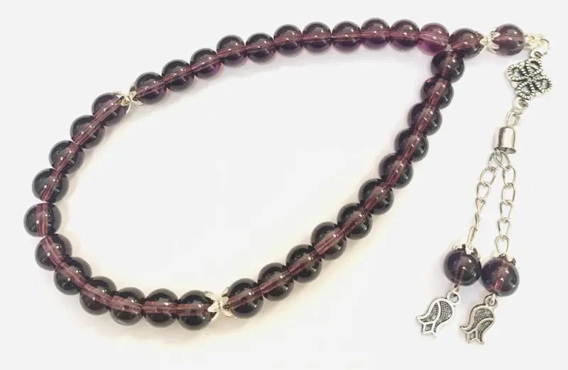 Granatäppelfärgat Glas Tasbih med 33 Pärlor