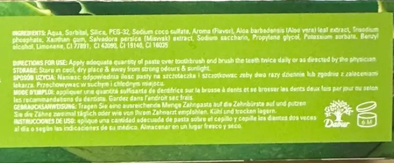 Dabur Soothe Protect Aloe Vera Zahnpasta, 100 ml