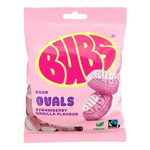 Strawberry Vanilla Sour Ovals, Bubs 90g