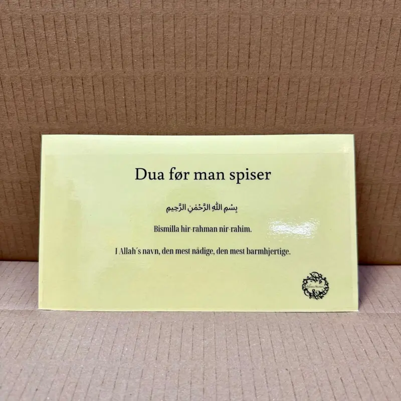 Gebetsaufkleber vor dem Essen