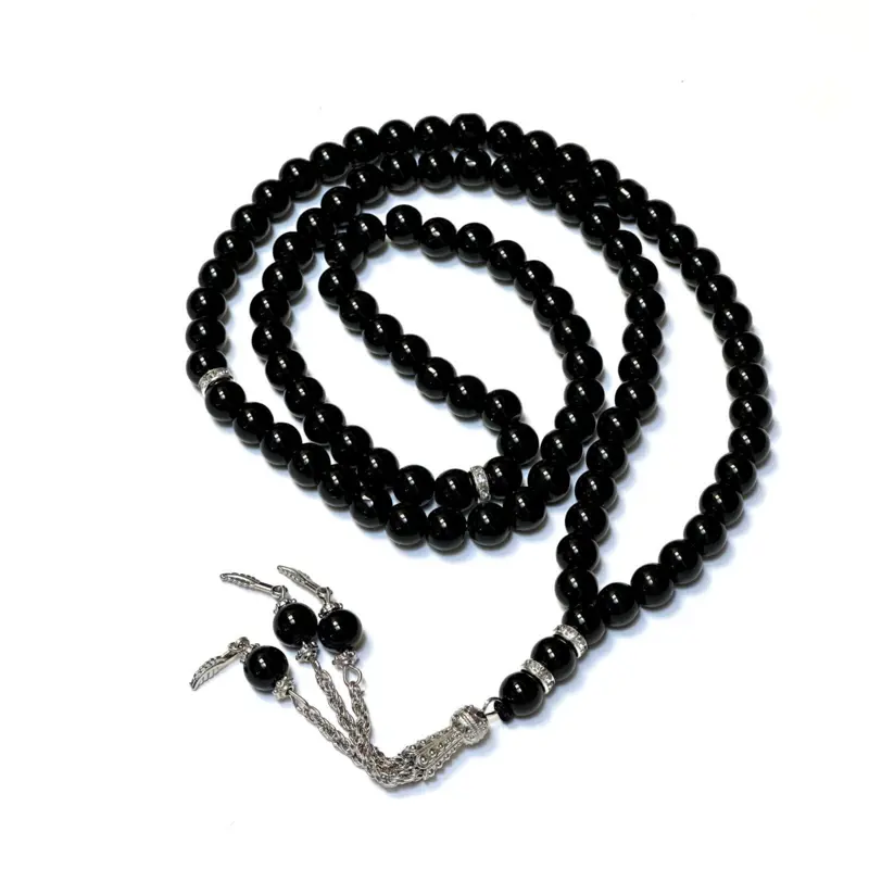 Klassische Perlen-Tasbih mit silbernen Details, 99 Perlen (4 Farben)