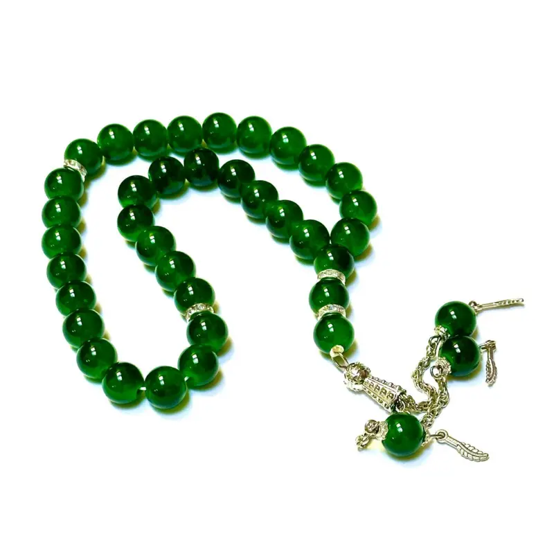 Klassische Perlen-Tasbih mit Silberdetails, 33 Perlen (5 Farben)