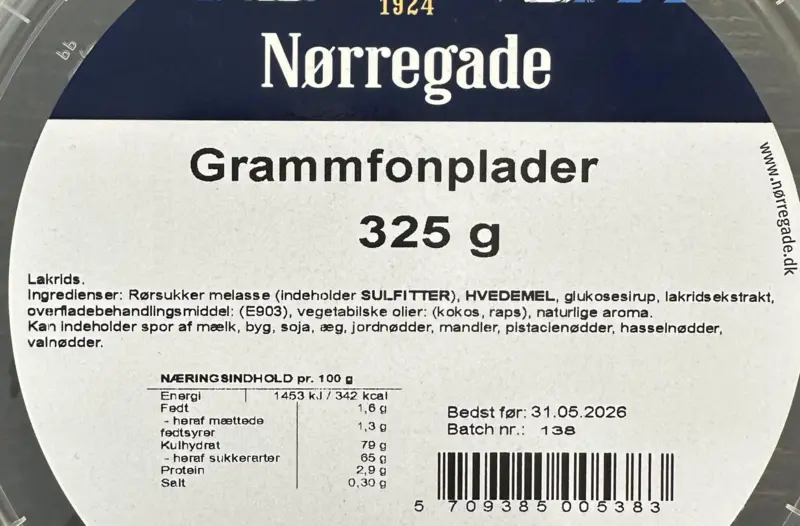Lakritz-Schallplatten - Nørregade 325g