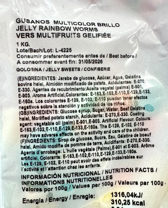 Jelly Rainbow Würmer, Dulceplus, 1kg