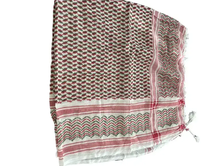 Palestina Halsduk, Keffiyeh, Vit med Röd/Grön