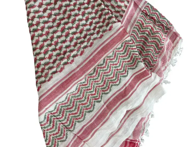Palestina Halsduk, Keffiyeh, Vit med Röd/Grön
