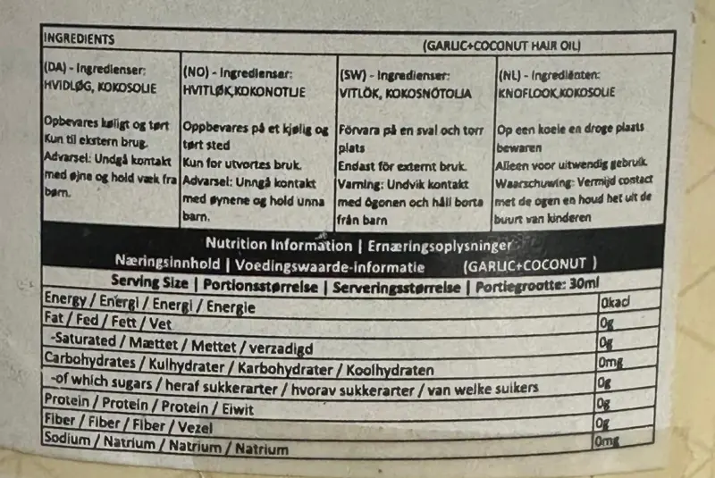 Garlic coconut hårolja, 200ml
