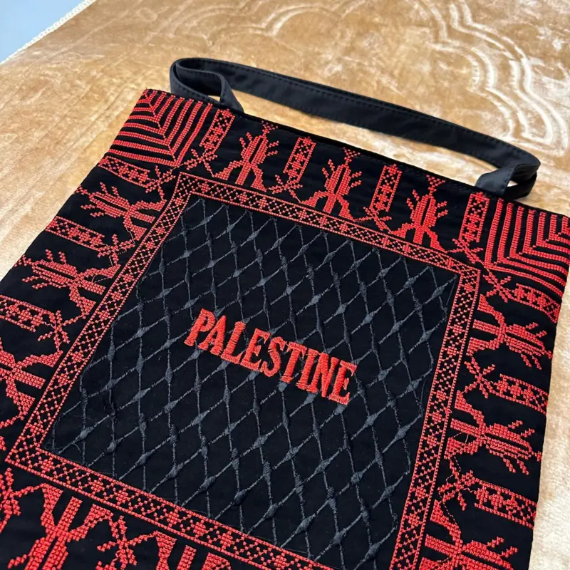 Handgjord Palestina Muletaske med dragkedja - Röd