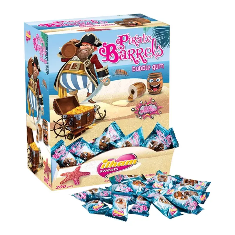 Pirate Barrels Cola Bubble Gum, 200 Stk