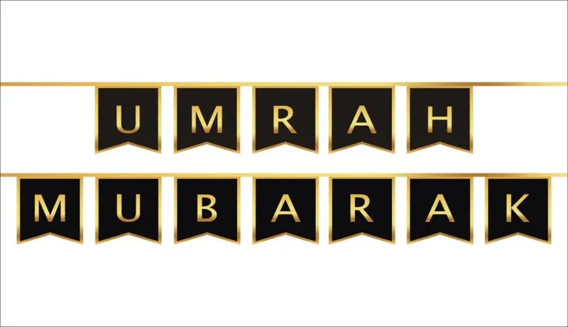 Umrah Mubarak Banner i guld og sort