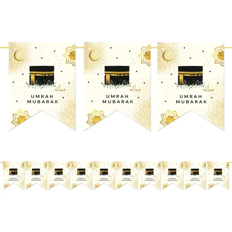 Umrah Mubarak Banner in Creme und Gold -