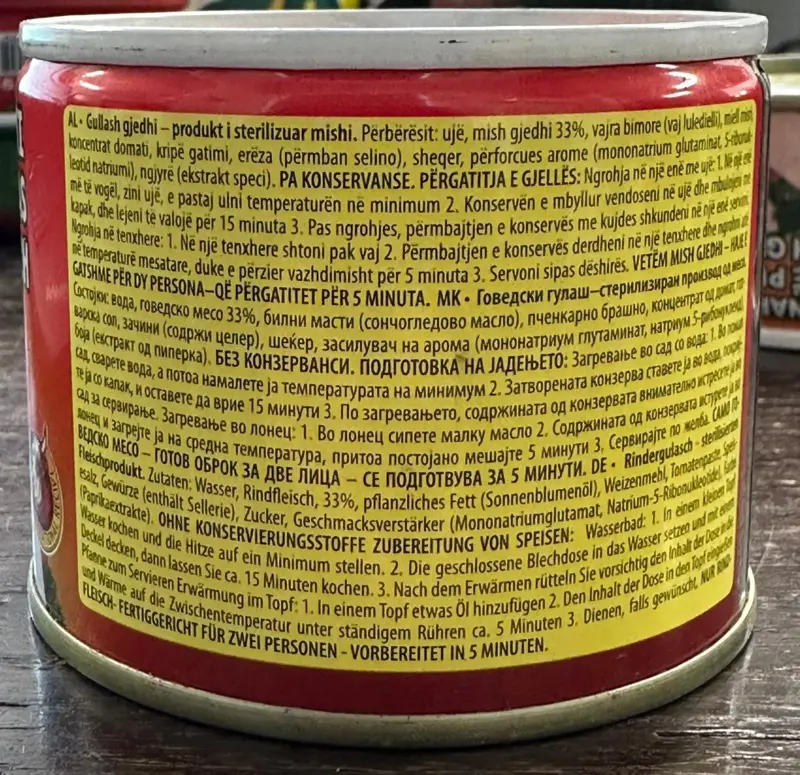 Oksegullasch på dåse, 200g