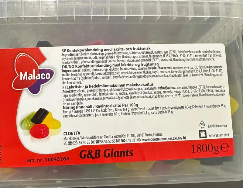 Malaco Godt og Blandet, Giants blanding, 1800g