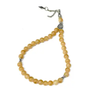 Nougatfarbenes Glas-Tasbih mit 33 Perlen