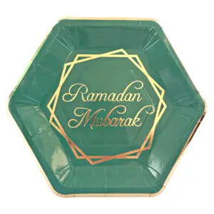 Ramadan Mubarak festtallrikar - Grön & Guld